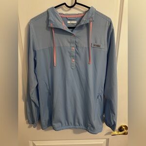 Columbia Sky Blue Hoodie with Light Pink Details